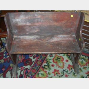 Country Red Painted Wooden Wagon Bench