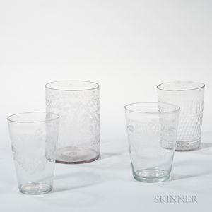 Four Large Pieces of Early Glass