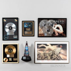 Korn Signed Print and Five RIAA Certified Gold and Platinum Record Sales Awards