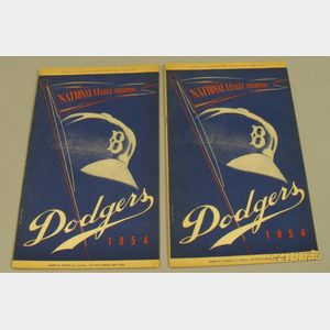 Two 1954 National League Brooklyn Dodgers vs. Pittsburgh Pirates Baseball Programs