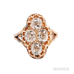 14kt Gold and Diamond Cluster Ring