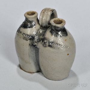 Miniature Cobalt-decorated Conjoined Gemel Stoneware Jug
