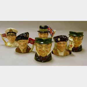 Four Small and Two Mid-Size Royal Doulton Character Jugs