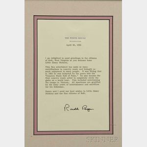 Little Jimmy Dickens Presidential Letters of Appreciation