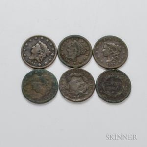 Six Coronet and Braided Hair Large Cents