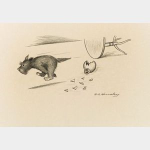 American School, 20th Century Lot of Eight Dog Illustrations, Predominately of Scotties