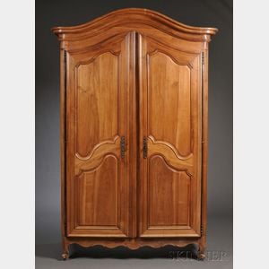 French Louis XV-style Provincial Fruitwood Armoire