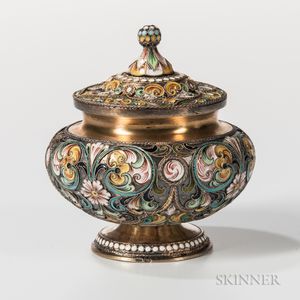 Russian .875 Silver and Cloisonne Enamel Covered Cup