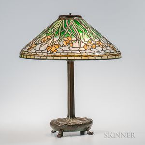 Tiffany Studios Bronze Table Lamp with Daffodil Shade