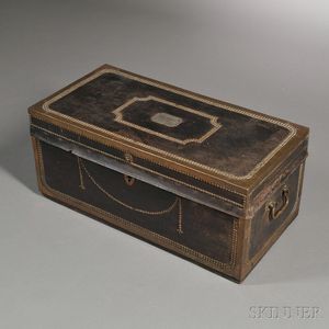 Sailor's Brass-bound Leather-covered Camphorwood Sea Trunk
