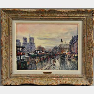 Jean Salabet (French, b. 1900) Paris Street Scene