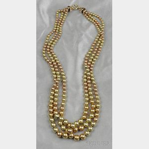 14kt Bicolor Gold Bead Necklace