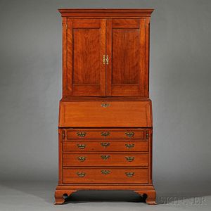 Carved Cherry Desk and Bookcase