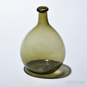 Blown Green Glass Chestnut Bottle