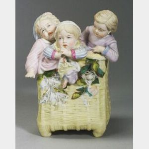 Parian-Bisque Vase with Three Children Climbing Out