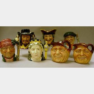 Seven Large Royal Doulton Character Jugs