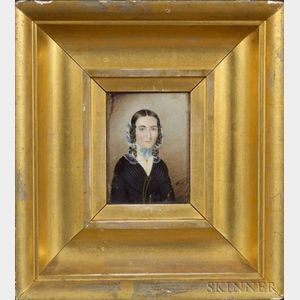 Attributed to Mrs. Moses B. Russell (Clarissa Peters),(Massachusetts, 1809-1854) Portrait Miniature of Rhoda Dame Hall.