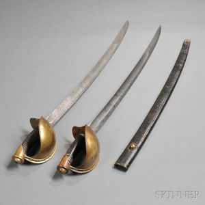 Two Model 1860 Naval Cutlasses, One with Scabbard