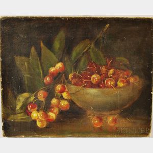 American School, 19th Century Still Life with Cherries