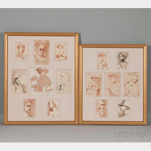 Fifteen Conger Metcalf Pen and Ink Sketches in Two Common Frames