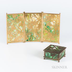 Tiffany Studios Grapevine-pattern Tea-screen and Box