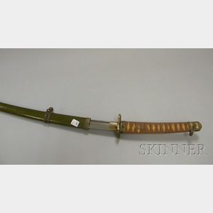 Japanese Brass-mounted Samurai-style Sword with Scabbard