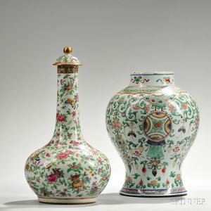 Famille Verte Jar and Famille Rose Covered Vase