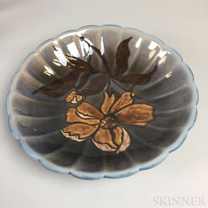 Rookwood Scalloped and Floral-decorated Pottery Dish