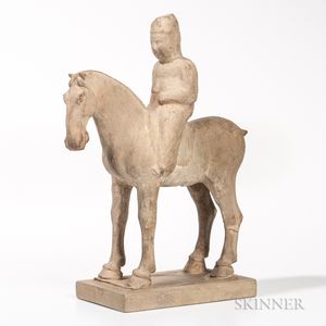 Pottery Figure of a Horse and Rider