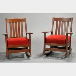 Pair of L. and J.G. Stickley Rocking Chairs