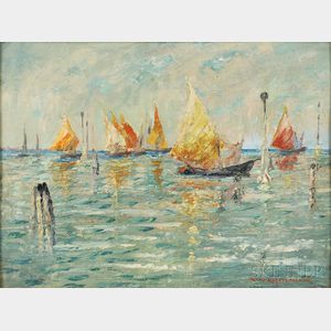 Anne Rogers Minor (American, 1864-1947) Boats Becalmed, Venice