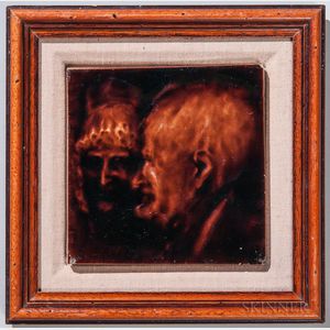 Framed J. & J.G. Low Art Tile Works Portraits of a Man and Woman