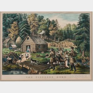 Currier & Ives Lithograph The Pioneer's Home, on the Western Frontier