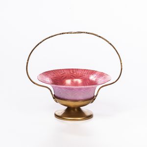 Tiffany Studios Favrile Glass and Gilt Bronze Bonbon Basket