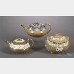 Three Wedgwood Smear Glazed Drabware Items