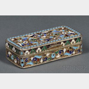 Russian Gold-washed Silver and Cloisonne Enamel Snuff Box