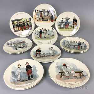 Set of Thirteen French "D'Apres Guillaume" Historical Transfer-decorated Plates