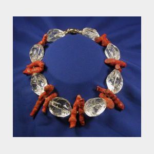 Coral and Rock Crystal Necklace