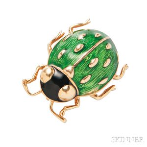 18kt Gold and Enamel Pin, Cartier