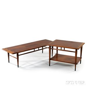 Lane Walnut Coffee Table and Side Table