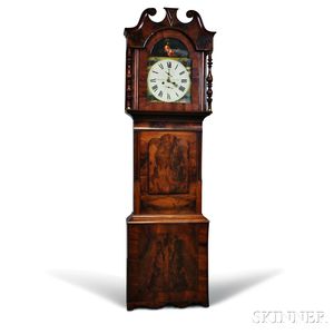 W. Flather Mahogany Veneer Thirty-hour Long Case Clock