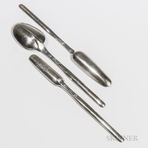 Three Early Georgian Sterling Silver Marrow Spoons