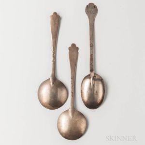 Three English Provincial Sterling Silver Spoons