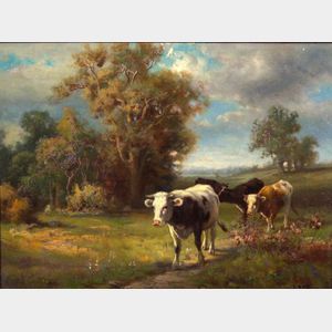 Robert Atkinson Fox (Canadian/American, 1860-1927) Cows on the Path Home