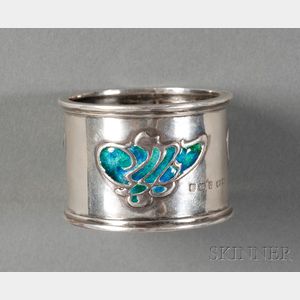 Edward VII Arts & Crafts Sterling and Enamel Napkin Ring
