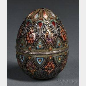 Russian Silver and Cloisonne Enamel Egg