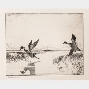 Frank Weston Benson (American, 1862-1951) Two Impressions of Pair of Pintails