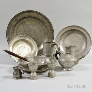 Twelve Pieces of Mostly English Pewter Tableware