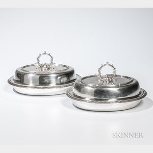 Two American Coin Silver Entree Dishes