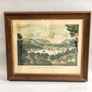Framed Lyons & Co. Hand-colored Lithograph View on the Hudson at West Point